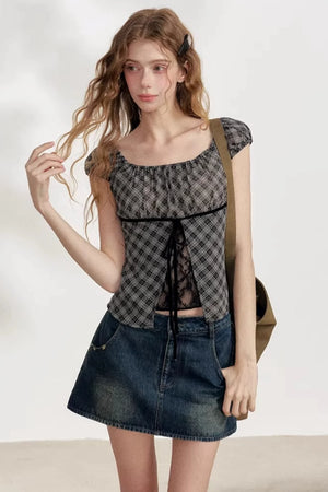 Retro Denim A-Line Skirt