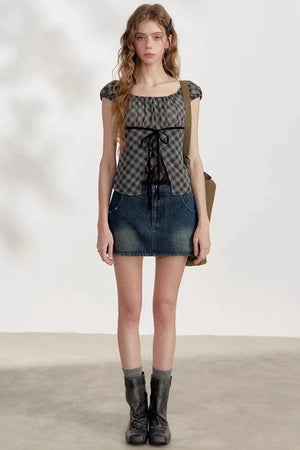 Retro Denim A-Line Skirt