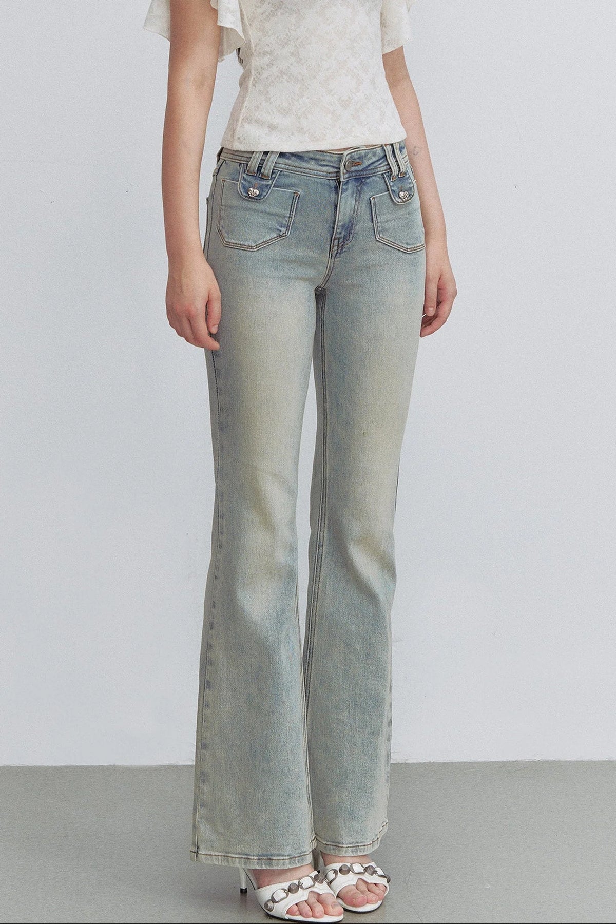 Retro Denim Flared Jeans