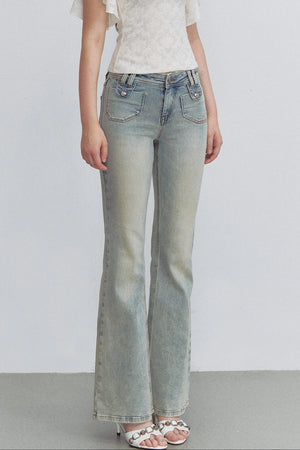 Retro Denim Flared Jeans
