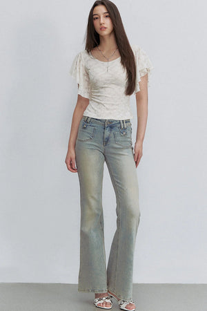 Retro Denim Flared Jeans