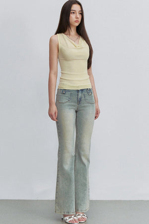 Retro Denim Flared Jeans