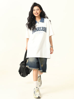 Retro Denim Polo T-Shirt