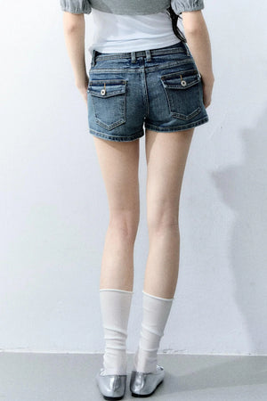 Retro Denim Straight-Leg Shorts