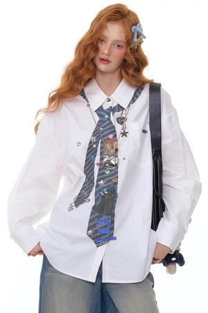 Retro Design Tie Print Shirt