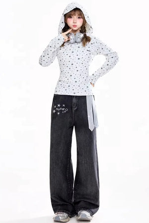 Retro Distressed Embroidered Jeans