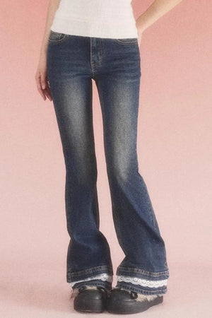 Retro Distressed Lace Jeans
