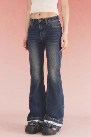 Retro Distressed Lace Jeans