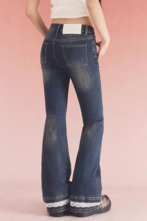 Retro Distressed Lace Jeans