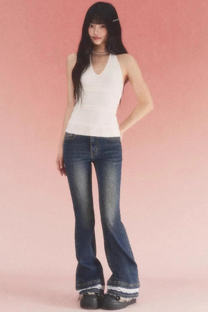 Retro Distressed Lace Jeans