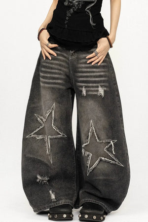 Retro Distressed Scimitar Jeans