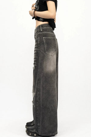 Retro Distressed Scimitar Jeans