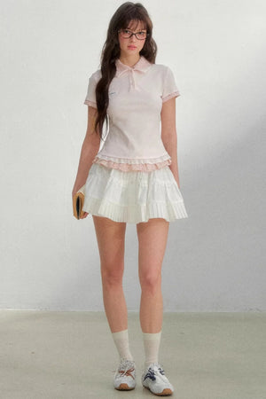 Retro Fake Two-Piece Polka Dot Knit Top