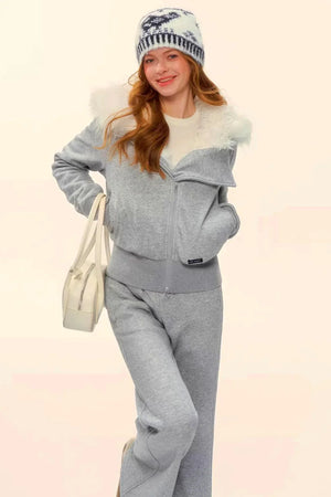 Retro Fleece Hooded Jacket Set-Up