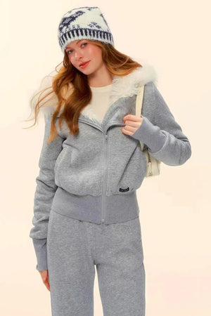 Retro Fleece Hooded Jacket Set-Up
