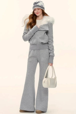 Retro Fleece-Lined Hooded Jacket Set-Up