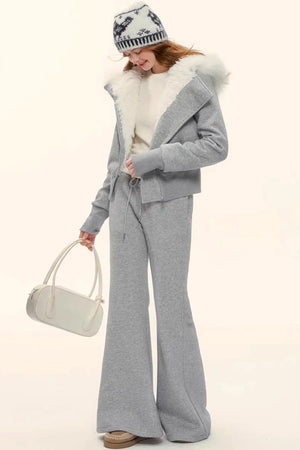 Retro Fleece-Lined Hooded Jacket Set-Up