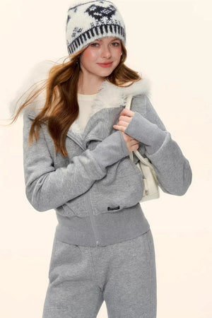 Retro Fleece-Lined Hooded Jacket Set-Up
