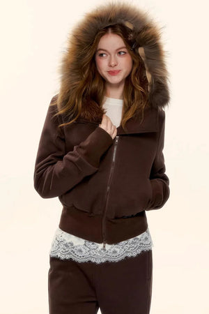 Retro Fleece-Lined Hooded Jacket Set-Up