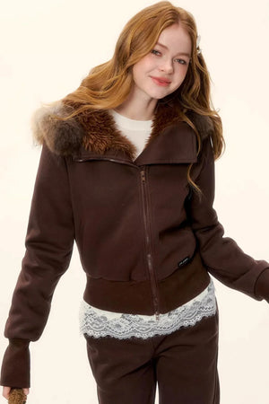 Retro Fleece-Lined Hooded Jacket Set-Up