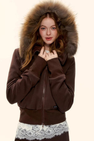 Retro Fleece-Lined Hooded Jacket Set-Up