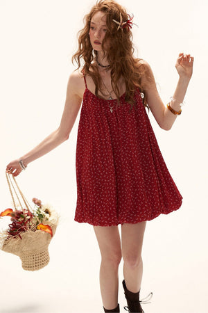 Retro Floral Suspender Dress Set-Up