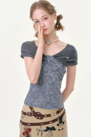 Retro Floral Twist Top