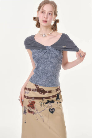 Retro Floral Twist Top
