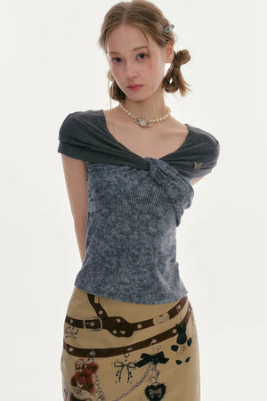 Retro Floral Twist Top