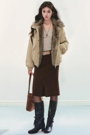 Retro Fur Collar Winter Coat