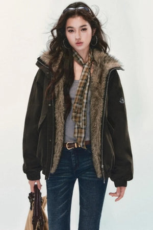 Retro Fur Collar Winter Coat