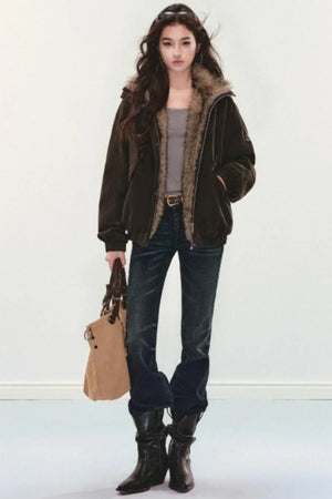 Retro Fur Collar Winter Coat