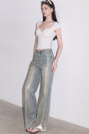 Retro Gradient Cotton Jeans