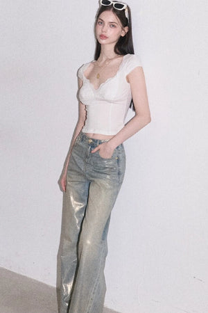 Retro Gradient Cotton Jeans