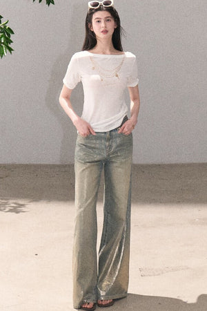 Retro Gradient Cotton Jeans