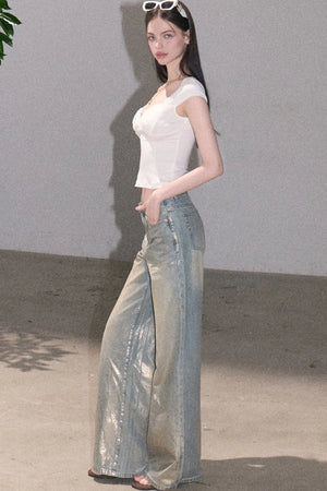 Retro Gradient Cotton Jeans
