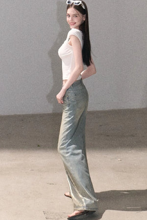 Retro Gradient Cotton Jeans