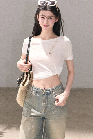 Retro Gradient Cotton Jeans