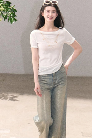 Retro Gradient Cotton Jeans