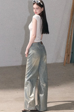 Retro Gradient Cotton Jeans