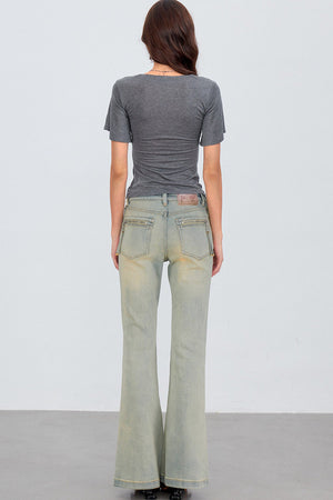 Retro Gradient Flared Denim Pants