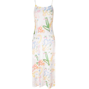 Retro Graffiti Print Slip Dress
