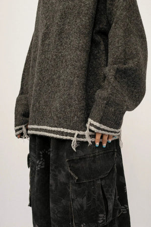 Retro Gray Knitwear Sweater