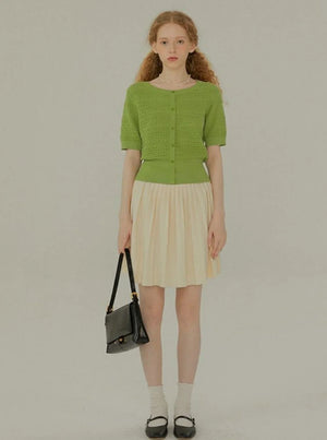 Retro Half-Sleeve Knitted Top