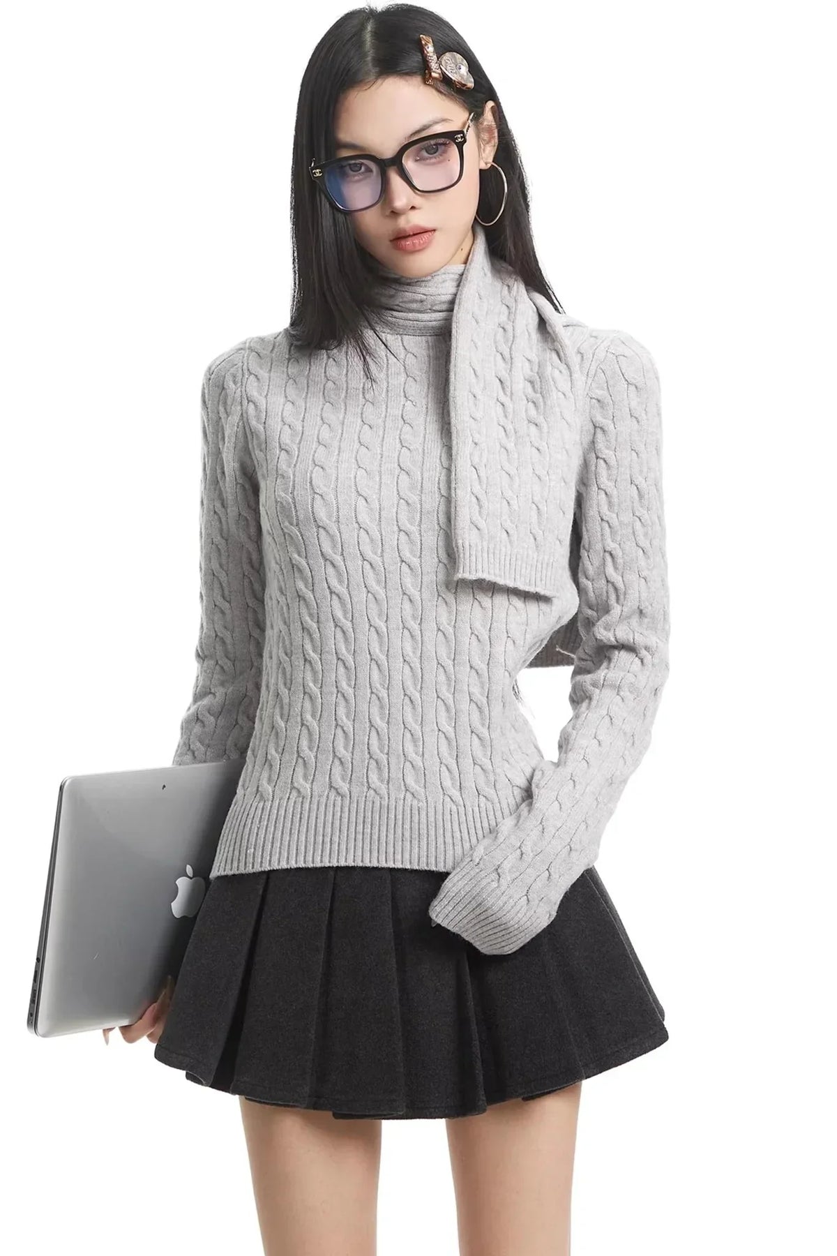 Retro High-Neck Knit Sweater