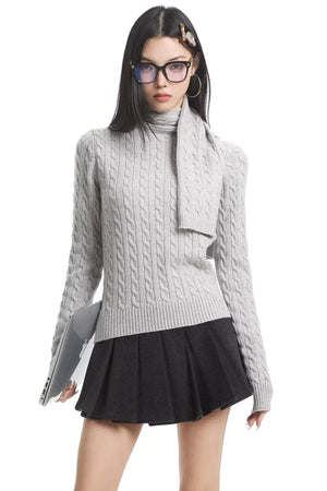 Retro High-Neck Knit Sweater