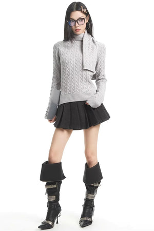 Retro High-Neck Knit Sweater