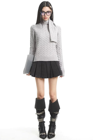 Retro High-Neck Knit Sweater