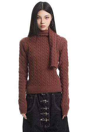 Retro High-Neck Knit Sweater