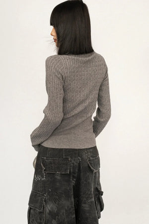 Retro High-Neck Knit Top